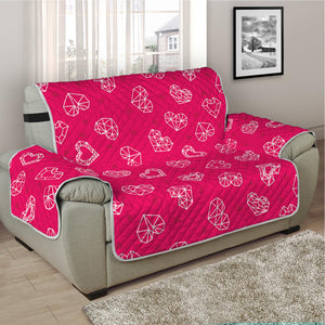 Valentine's Day Geometric Heart Print Half Sofa Protector