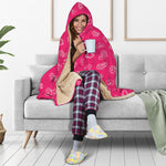 Valentine's Day Geometric Heart Print Hooded Blanket