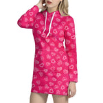 Valentine's Day Geometric Heart Print Hoodie Dress