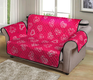 Valentine's Day Geometric Heart Print Loveseat Protector