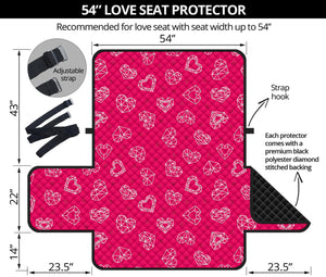 Valentine's Day Geometric Heart Print Loveseat Protector