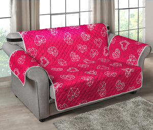 Valentine's Day Geometric Heart Print Loveseat Protector