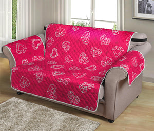 Valentine's Day Geometric Heart Print Loveseat Protector