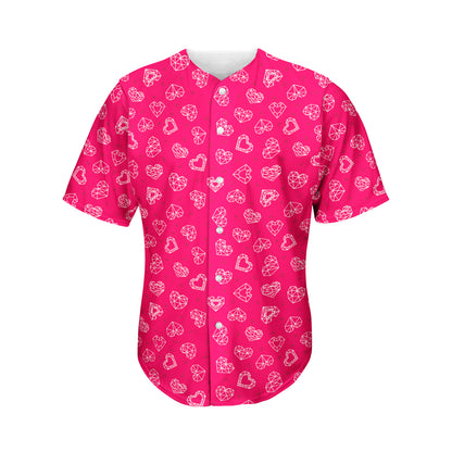 Valentine's Day Geometric Heart Print Men's Baseball Jersey