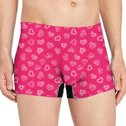 Valentine's Day Geometric Heart Print Men's Boxer Briefs