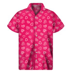 Valentine's Day Geometric Heart Print Men's Short Sleeve Shirt
