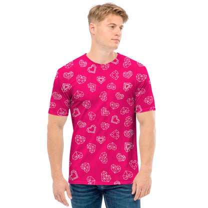 Valentine's Day Geometric Heart Print Men's T-Shirt