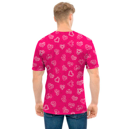 Valentine's Day Geometric Heart Print Men's T-Shirt