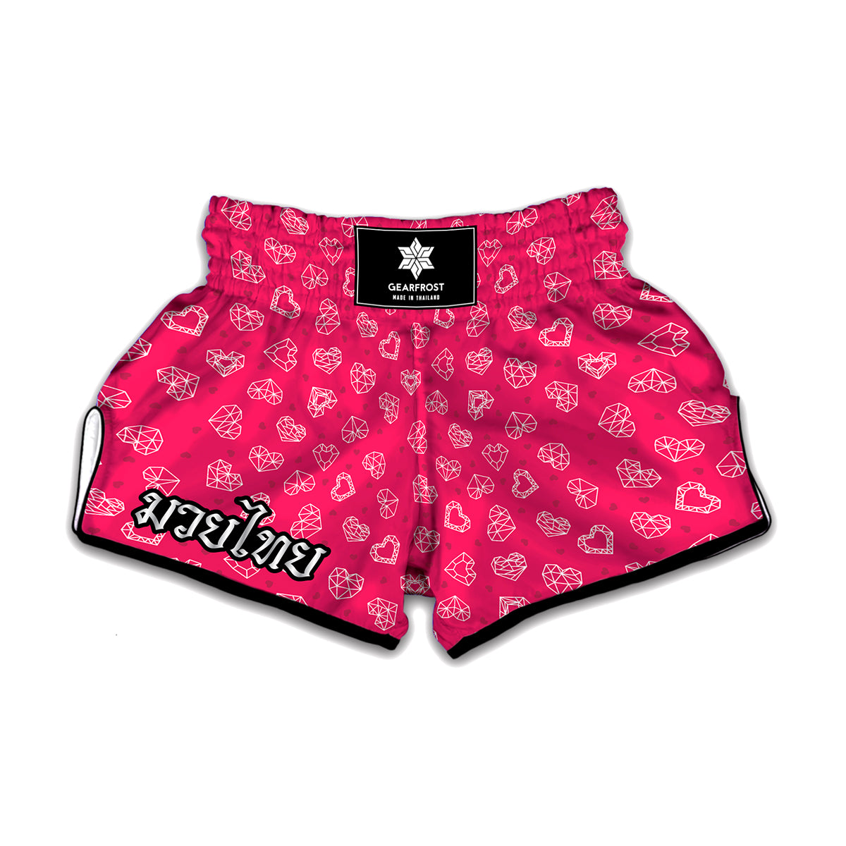 Valentine's Day Geometric Heart Print Muay Thai Boxing Shorts