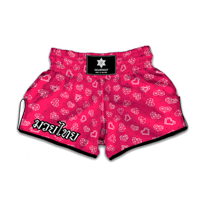 Valentine's Day Geometric Heart Print Muay Thai Boxing Shorts
