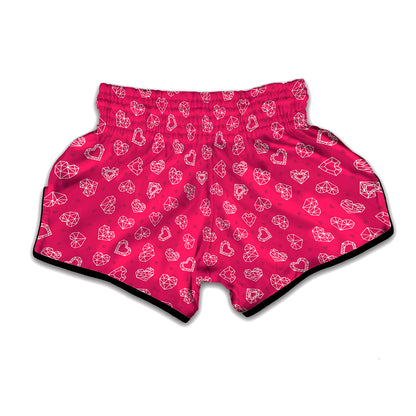 Valentine's Day Geometric Heart Print Muay Thai Boxing Shorts