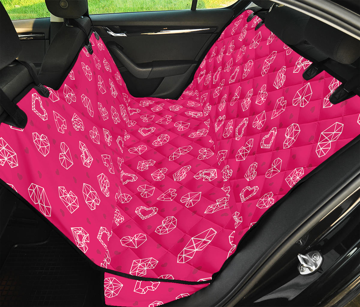 Valentine's Day Geometric Heart Print Pet Car Back Seat Cover