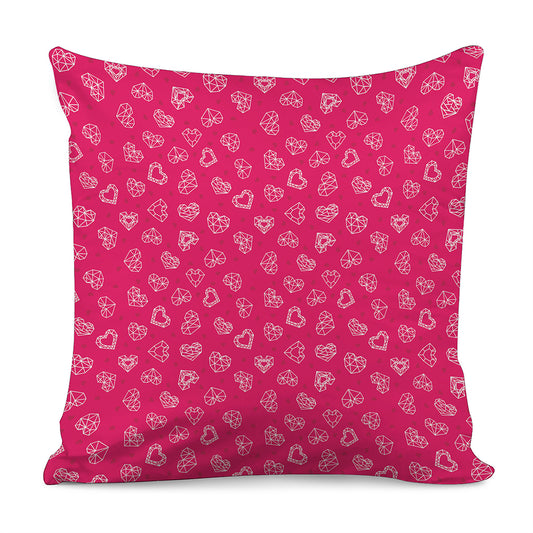 Valentine's Day Geometric Heart Print Pillow Cover