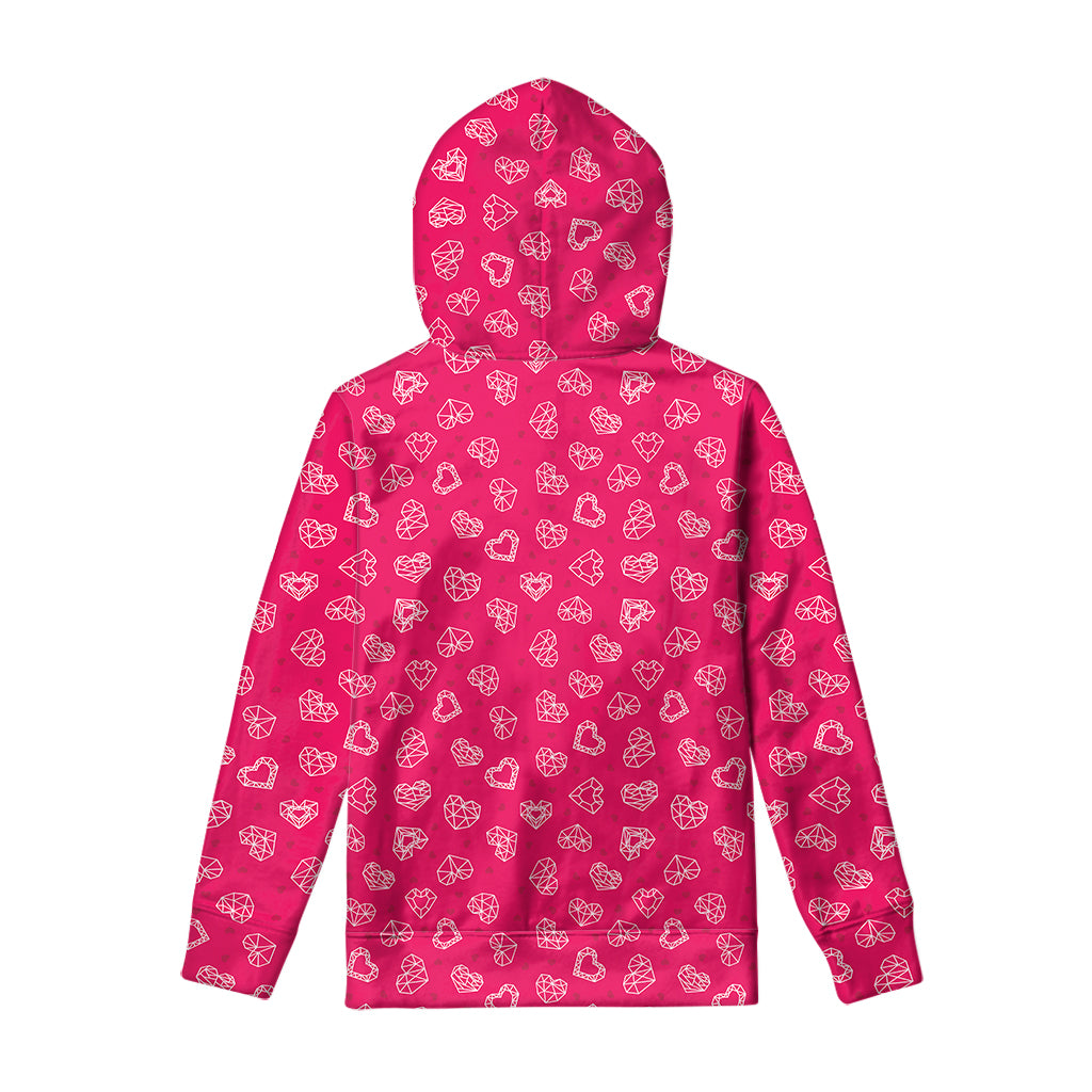 Valentine's Day Geometric Heart Print Pullover Hoodie