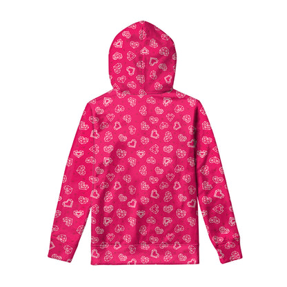 Valentine's Day Geometric Heart Print Pullover Hoodie