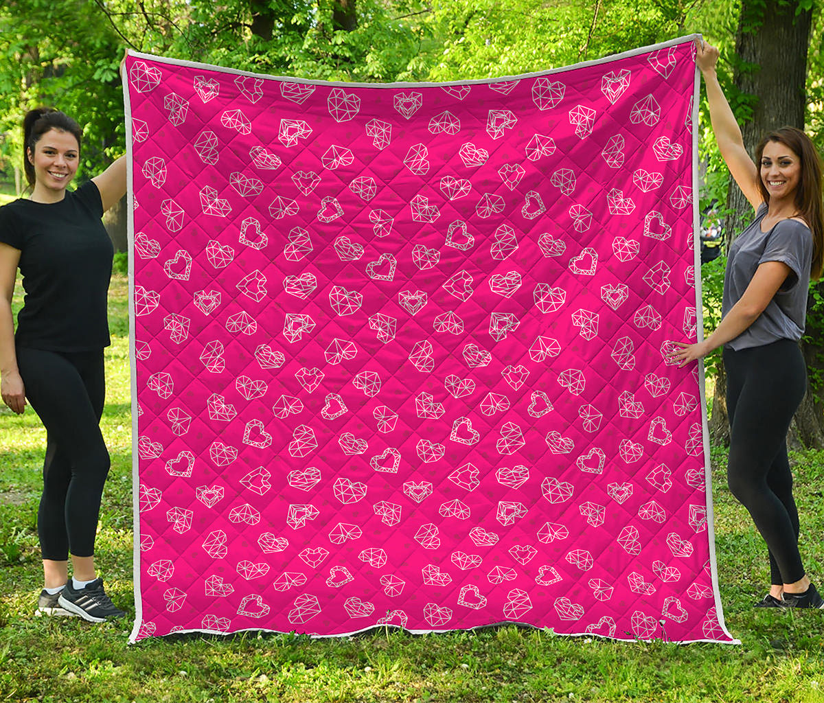 Valentine's Day Geometric Heart Print Quilt