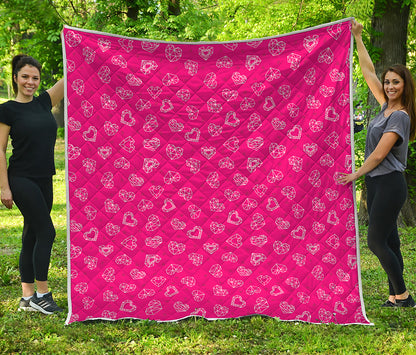 Valentine's Day Geometric Heart Print Quilt