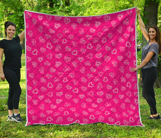 Valentine's Day Geometric Heart Print Quilt