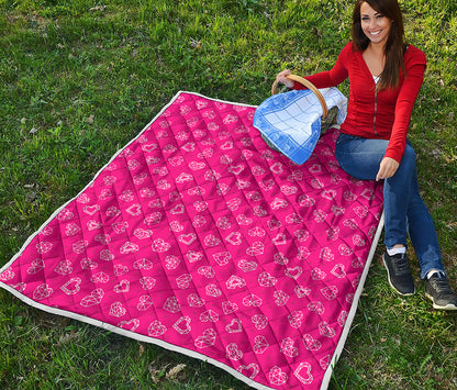 Valentine's Day Geometric Heart Print Quilt