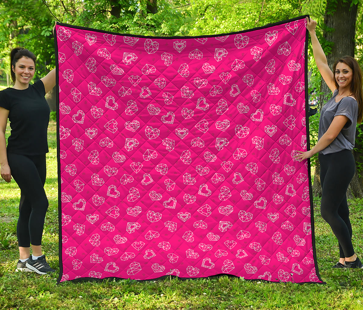 Valentine's Day Geometric Heart Print Quilt