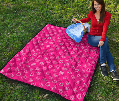 Valentine's Day Geometric Heart Print Quilt