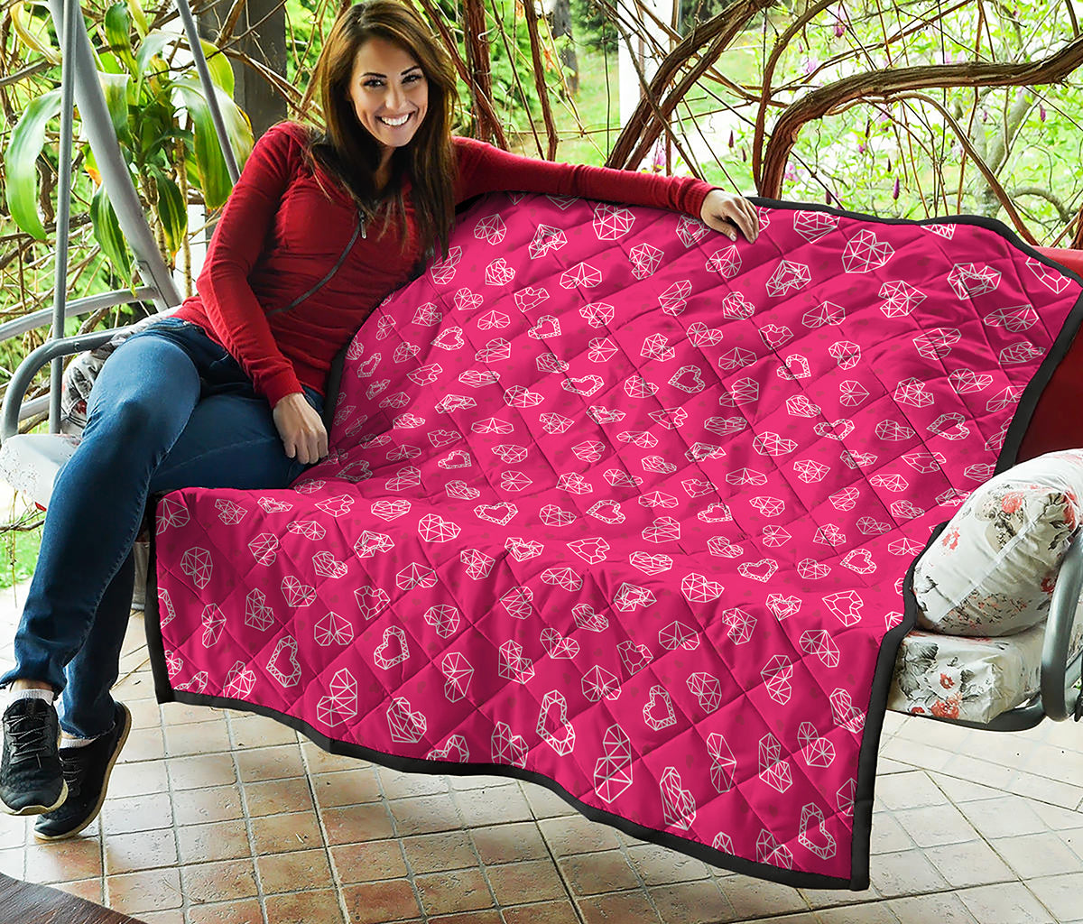 Valentine's Day Geometric Heart Print Quilt