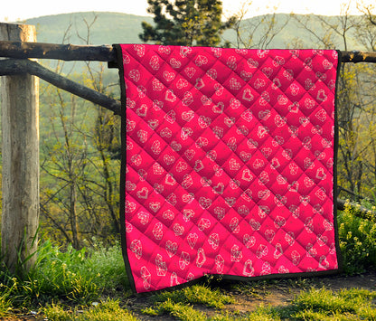 Valentine's Day Geometric Heart Print Quilt