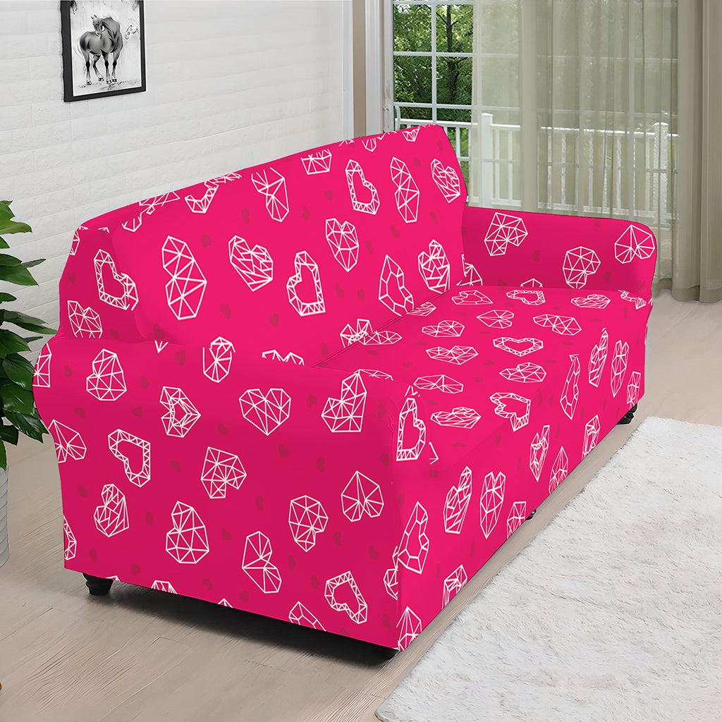 Valentine's Day Geometric Heart Print Sofa Cover