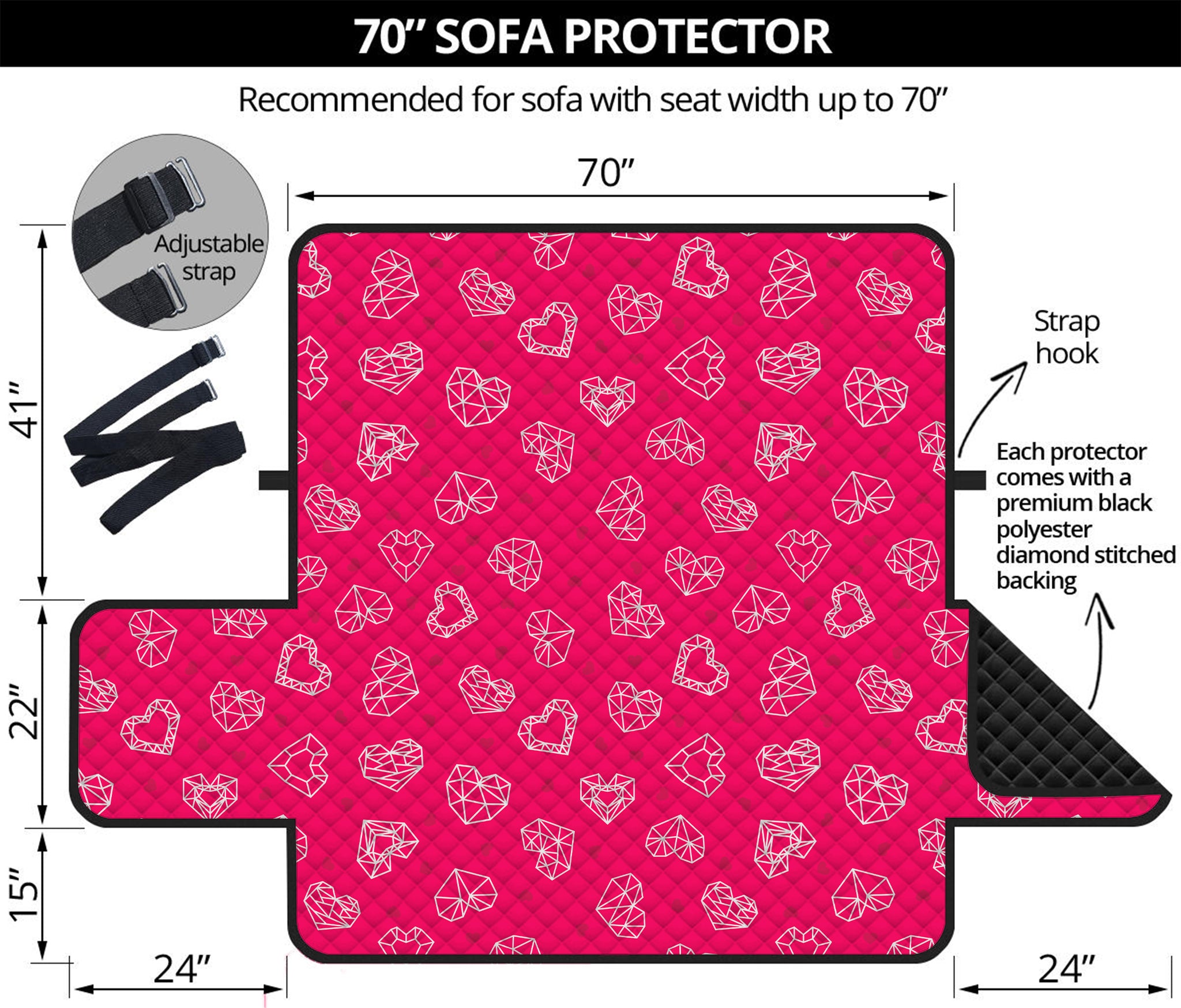 Valentine's Day Geometric Heart Print Sofa Protector