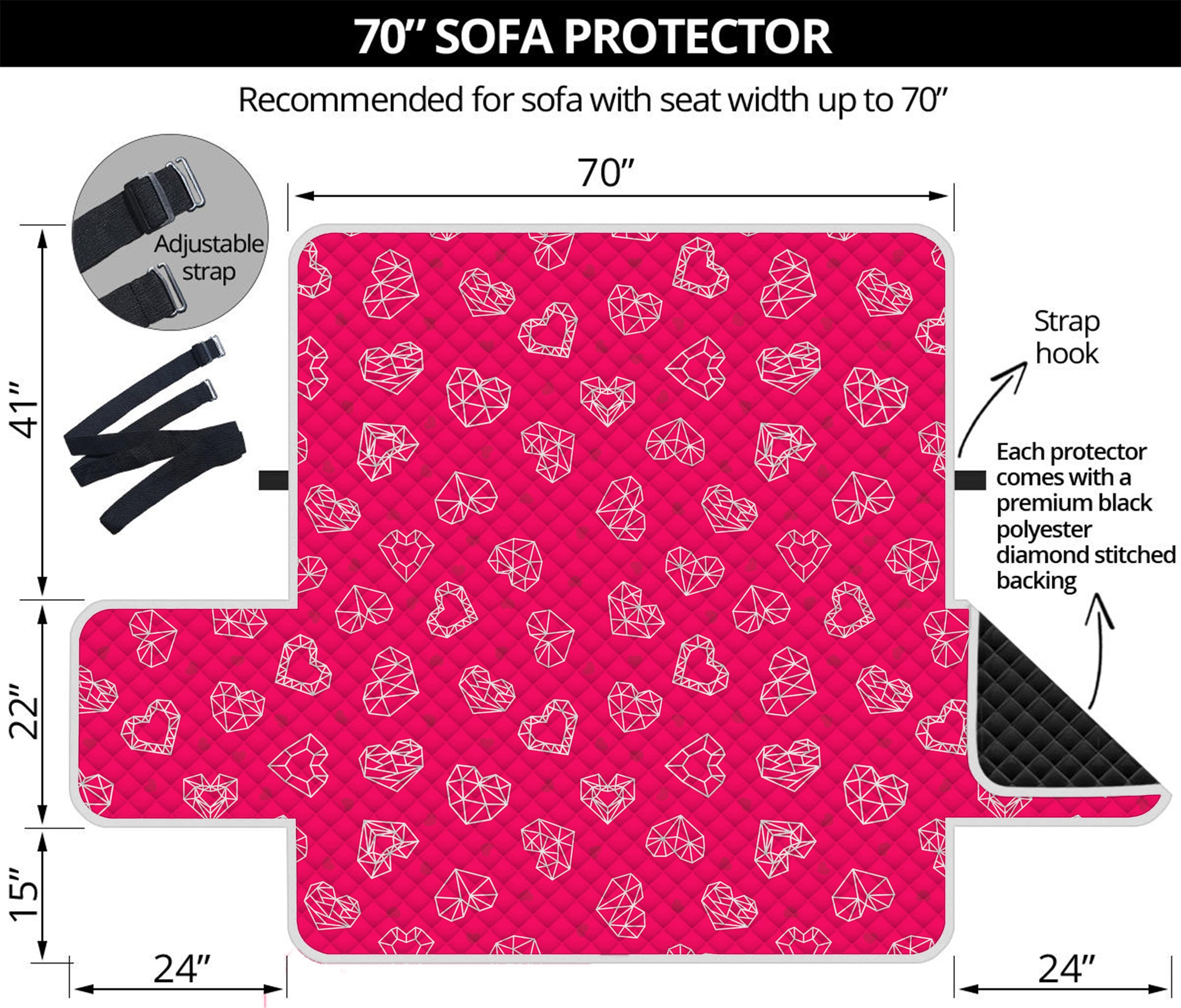 Valentine's Day Geometric Heart Print Sofa Protector