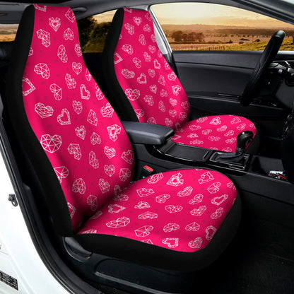 Valentine's Day Geometric Heart Print Universal Fit Car Seat Covers