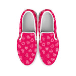 Valentine's Day Geometric Heart Print White Slip On Shoes