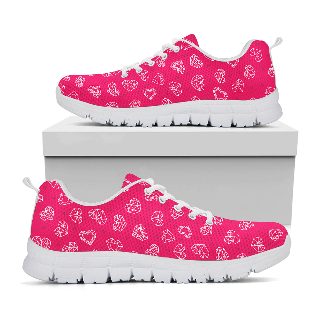 Valentine's Day Geometric Heart Print White Sneakers
