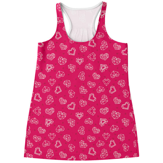 Valentine's Day Geometric Heart Print Women's Racerback Tank Top
