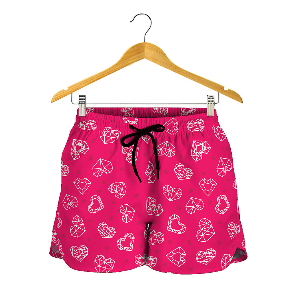 Valentine's Day Geometric Heart Print Women's Shorts