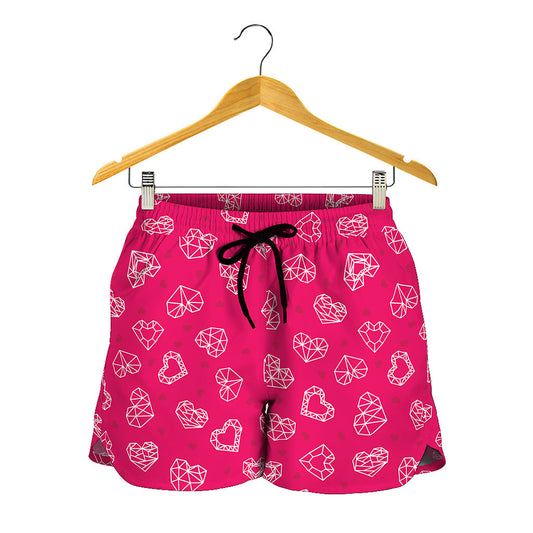 Valentine's Day Geometric Heart Print Women's Shorts