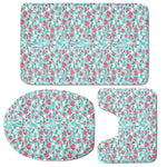 Valentine's Day Heart And Flower Print 3 Piece Bath Mat Set