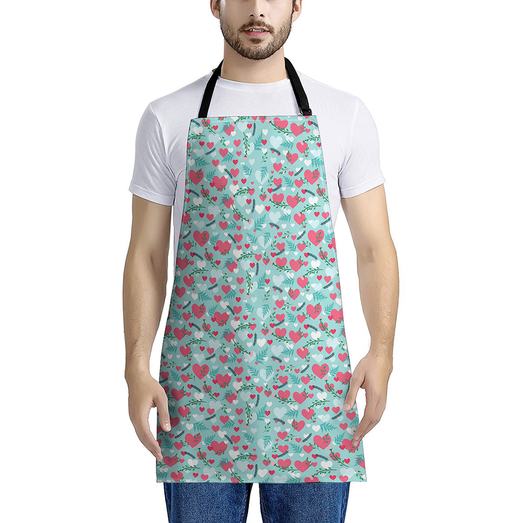 Valentine's Day Heart And Flower Print Apron