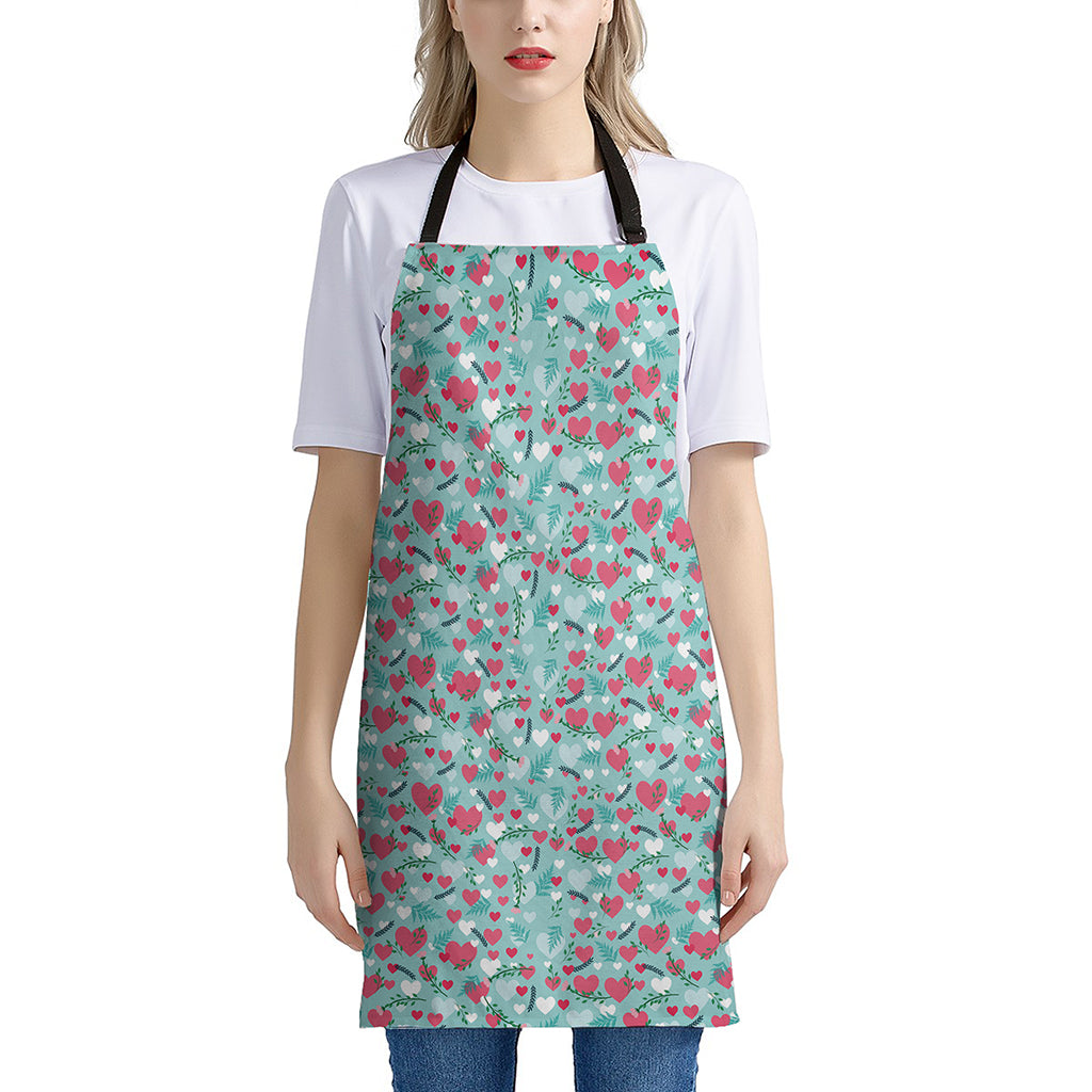 Valentine's Day Heart And Flower Print Apron