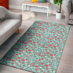 Valentine's Day Heart And Flower Print Area Rug