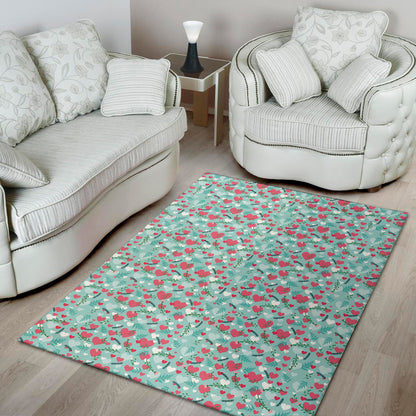 Valentine's Day Heart And Flower Print Area Rug