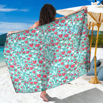 Valentine's Day Heart And Flower Print Beach Sarong Wrap
