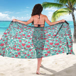 Valentine's Day Heart And Flower Print Beach Sarong Wrap