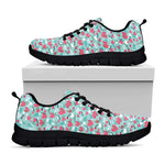 Valentine's Day Heart And Flower Print Black Sneakers