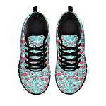 Valentine's Day Heart And Flower Print Black Sneakers