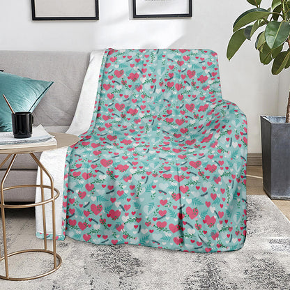 Valentine's Day Heart And Flower Print Blanket
