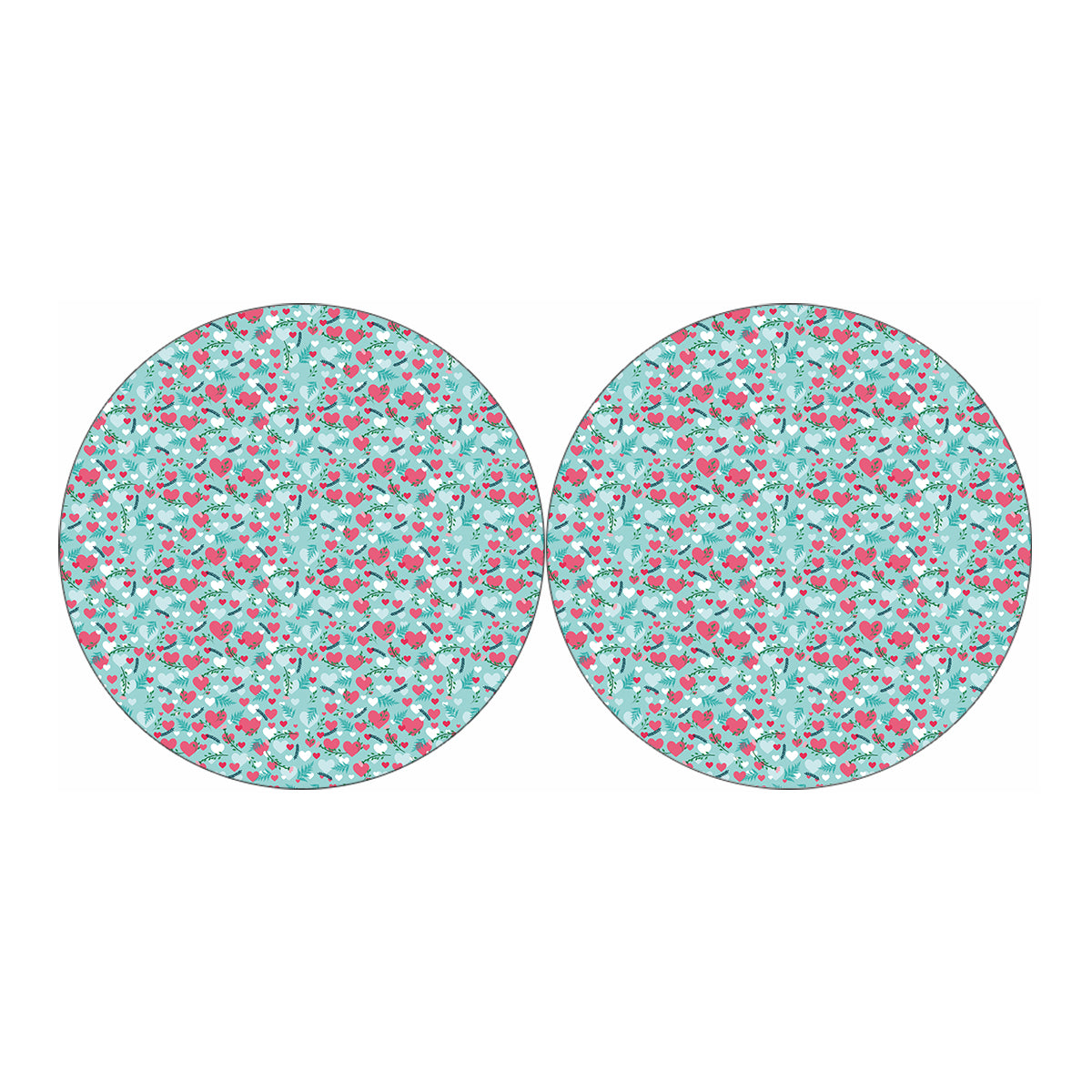 Valentine's Day Heart And Flower Print Car Coasters