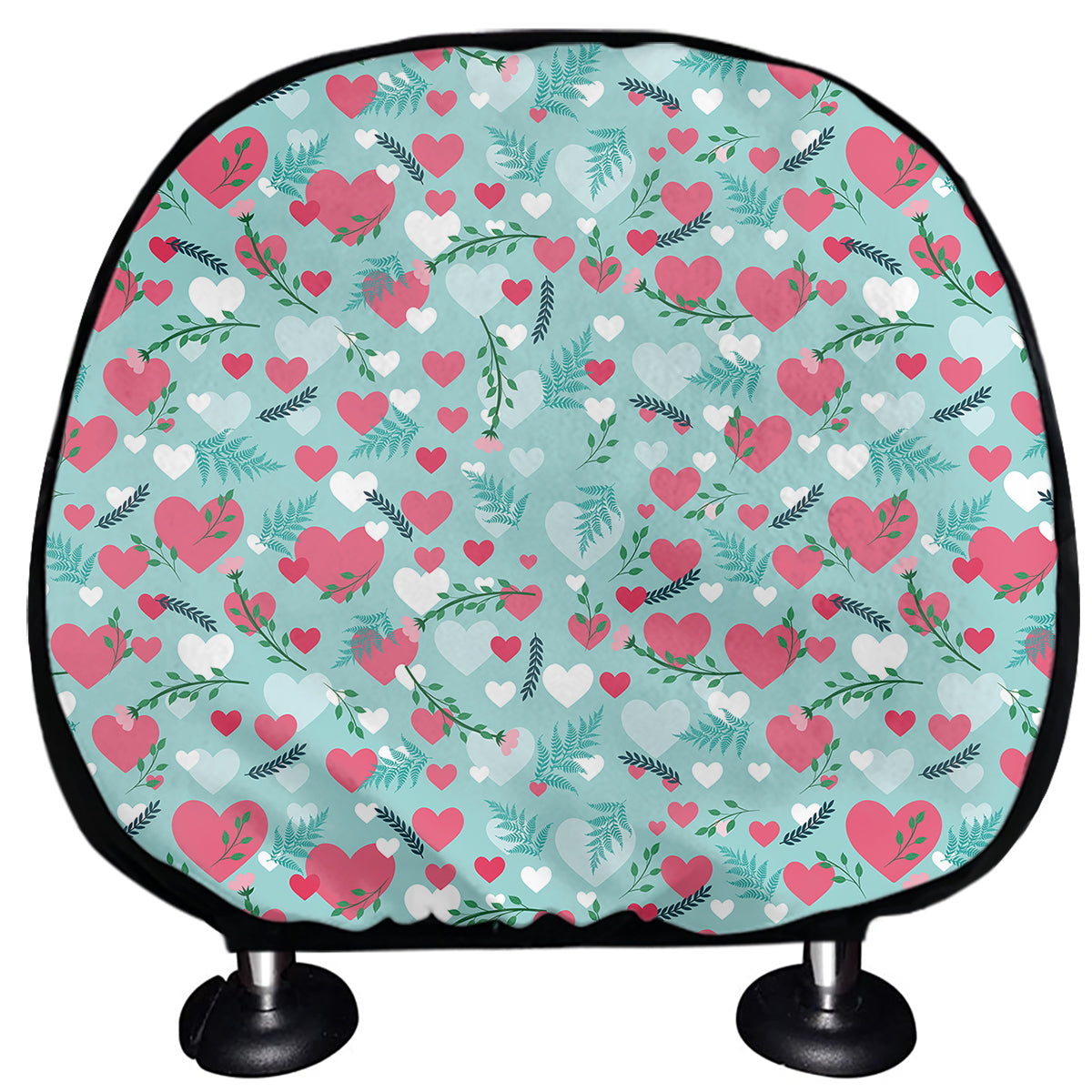 Valentine's Day Heart And Flower Print Car Headrest Covers