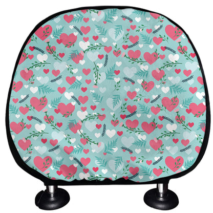 Valentine's Day Heart And Flower Print Car Headrest Covers