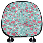 Valentine's Day Heart And Flower Print Car Headrest Covers